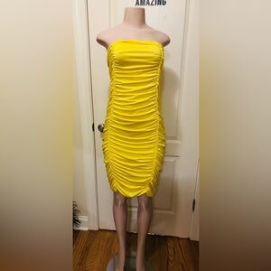 Yellow Ruched Dress
